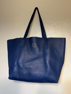 Mark & Graham Navy Leather Tote